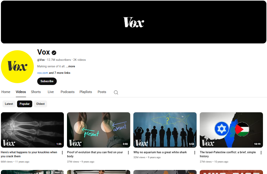Vox homepage.