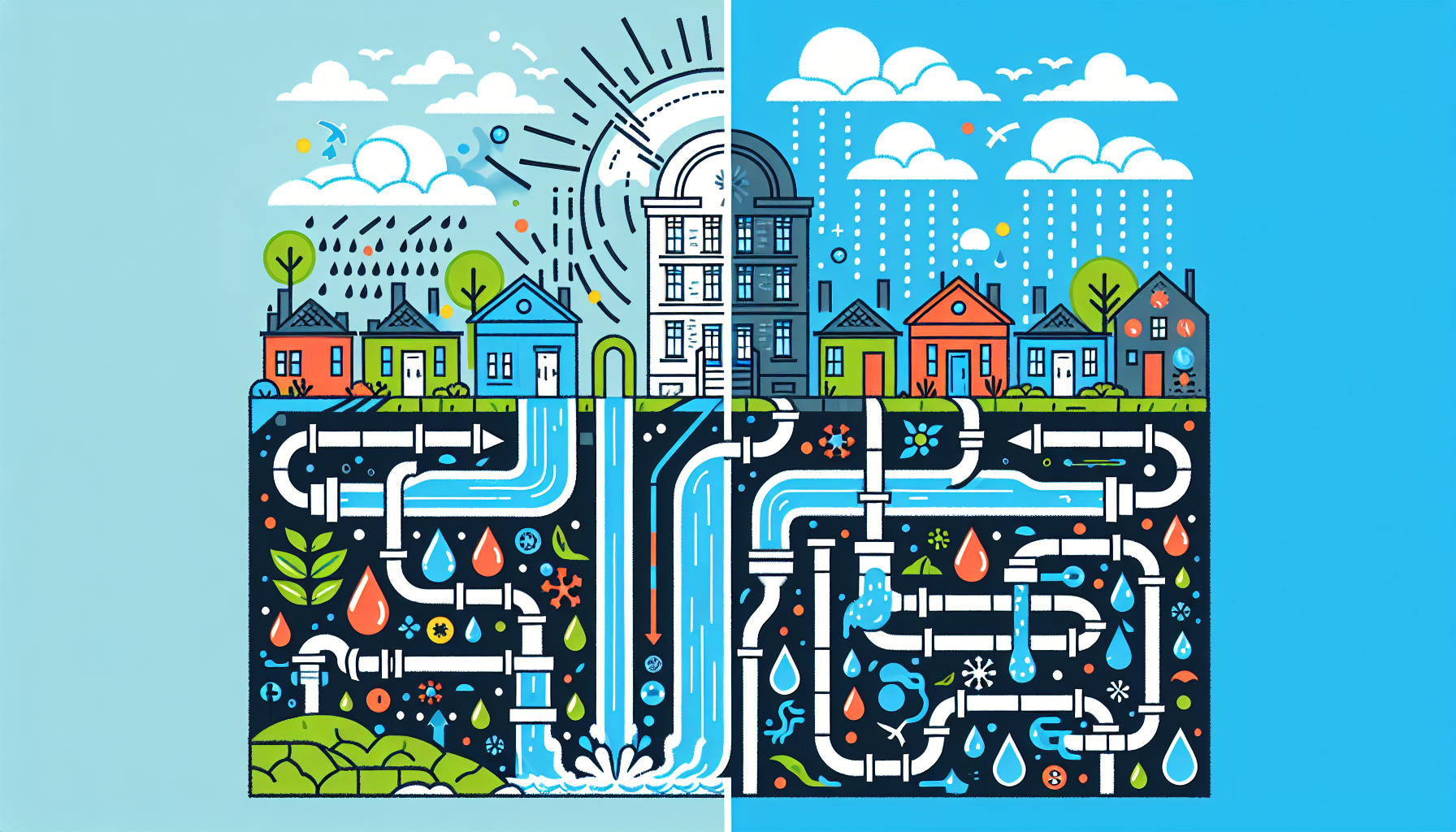 Illustration of stormwater and sewer systems