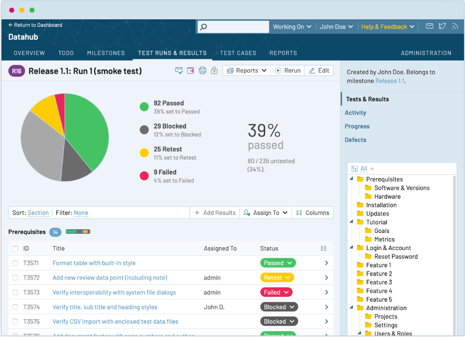 Test Plans, Runs ands Milestones in TestRail Test Manager