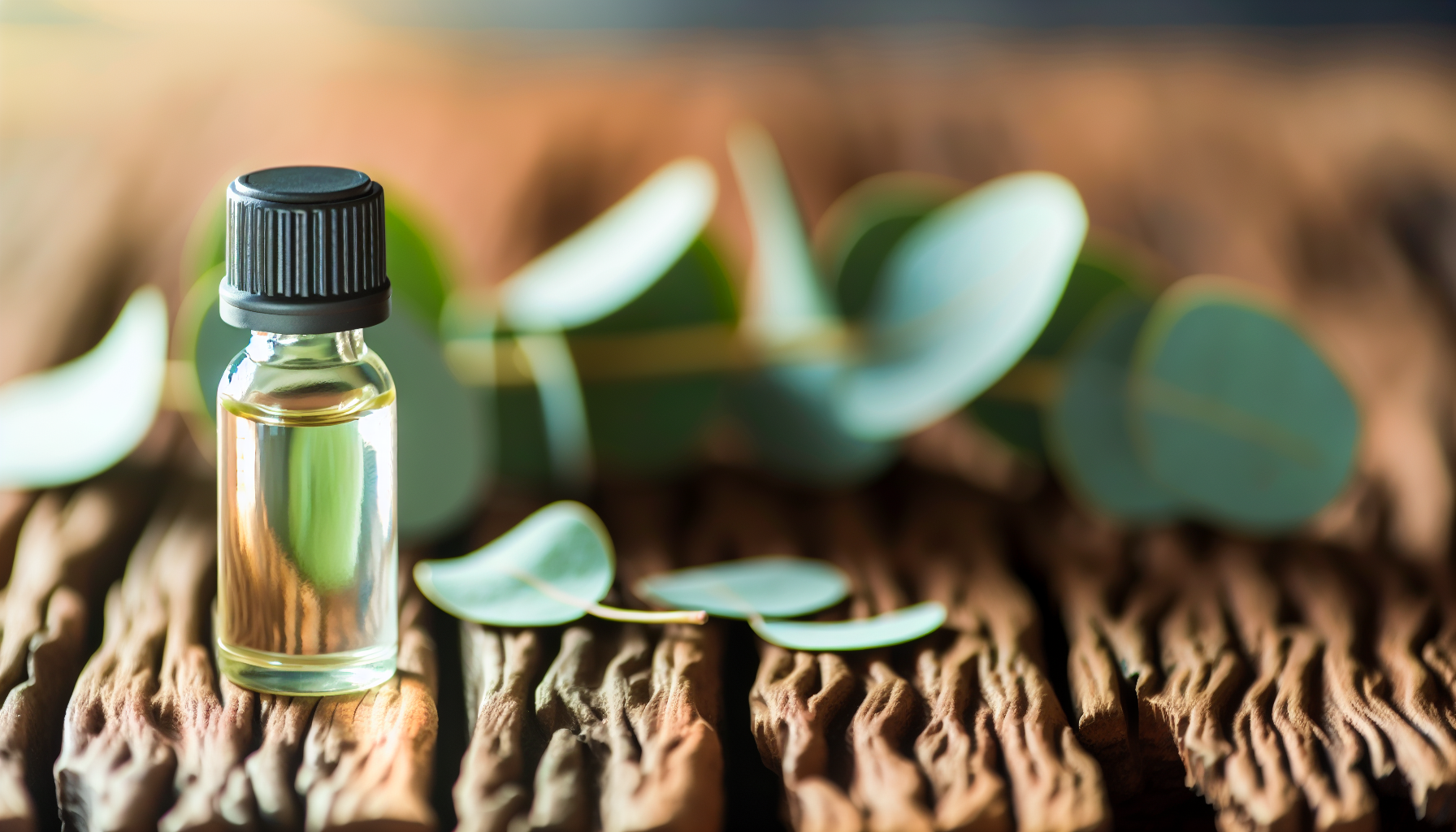 Photo of eucalyptus essential oil bottle