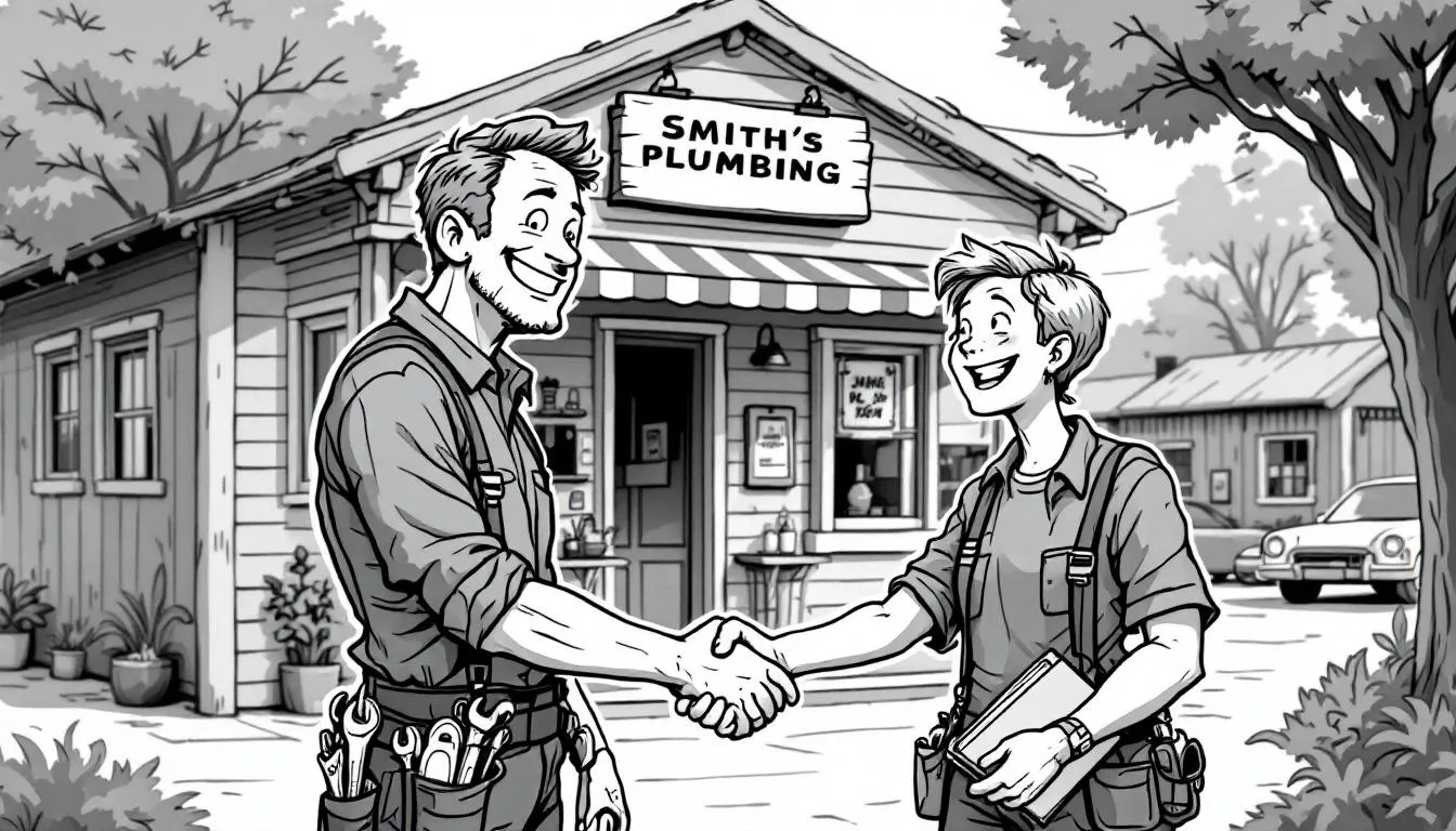 A friendly local plumber discussing personalized service with a customer in Cartersville.