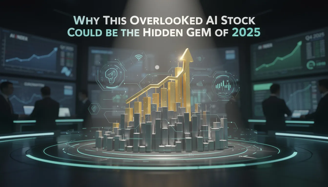 The image features a financial graph illustrating the potential growth trajectory of overlooked AI stocks, particularly highlighting Micron Technology's role in the memory market. It emphasizes how Micron, known for producing memory chips essential for AI data centers, could yield significant gains as it navigates the current pricing power and market dynamics, making it a hidden gem for investors by 2025.