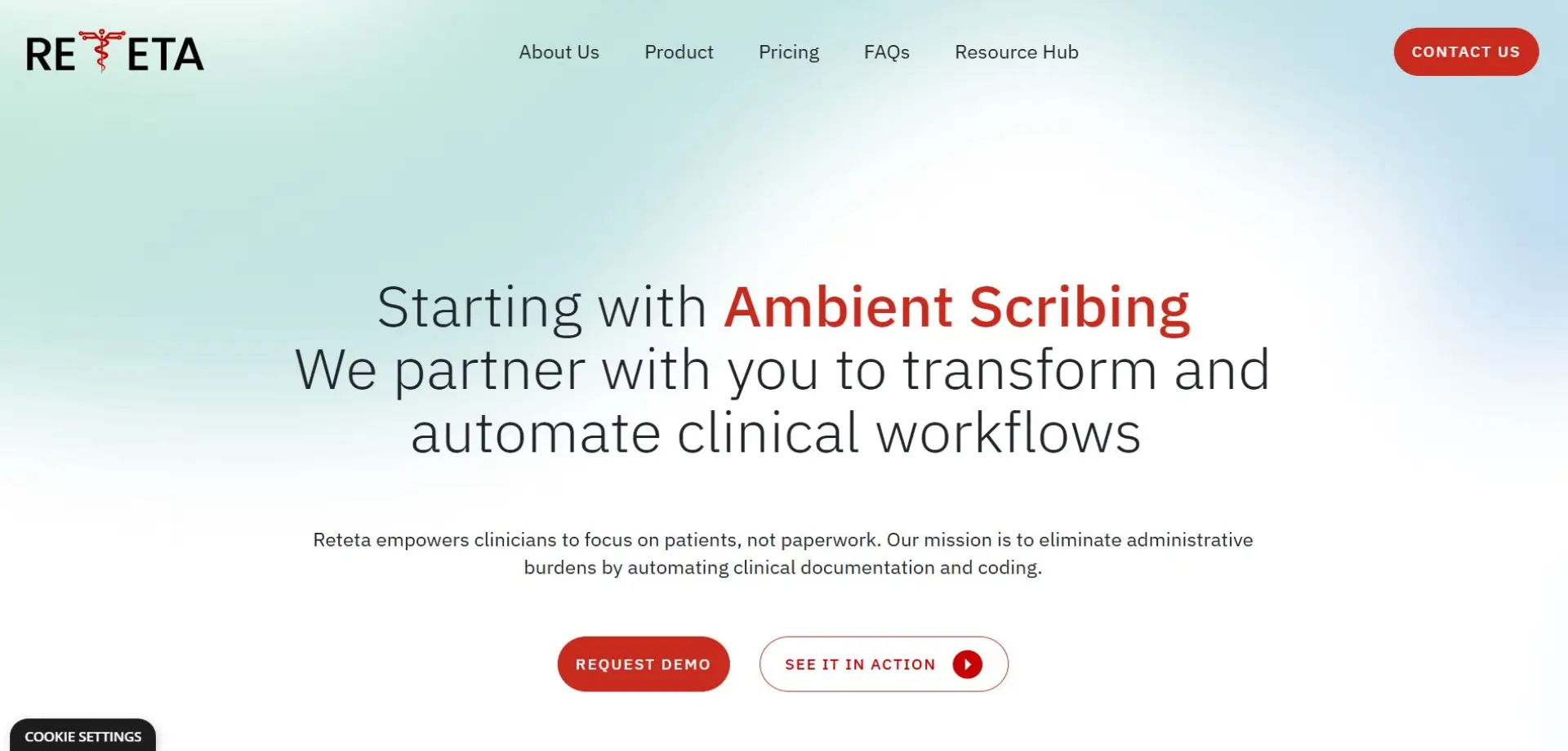 Homepage of Reteta website