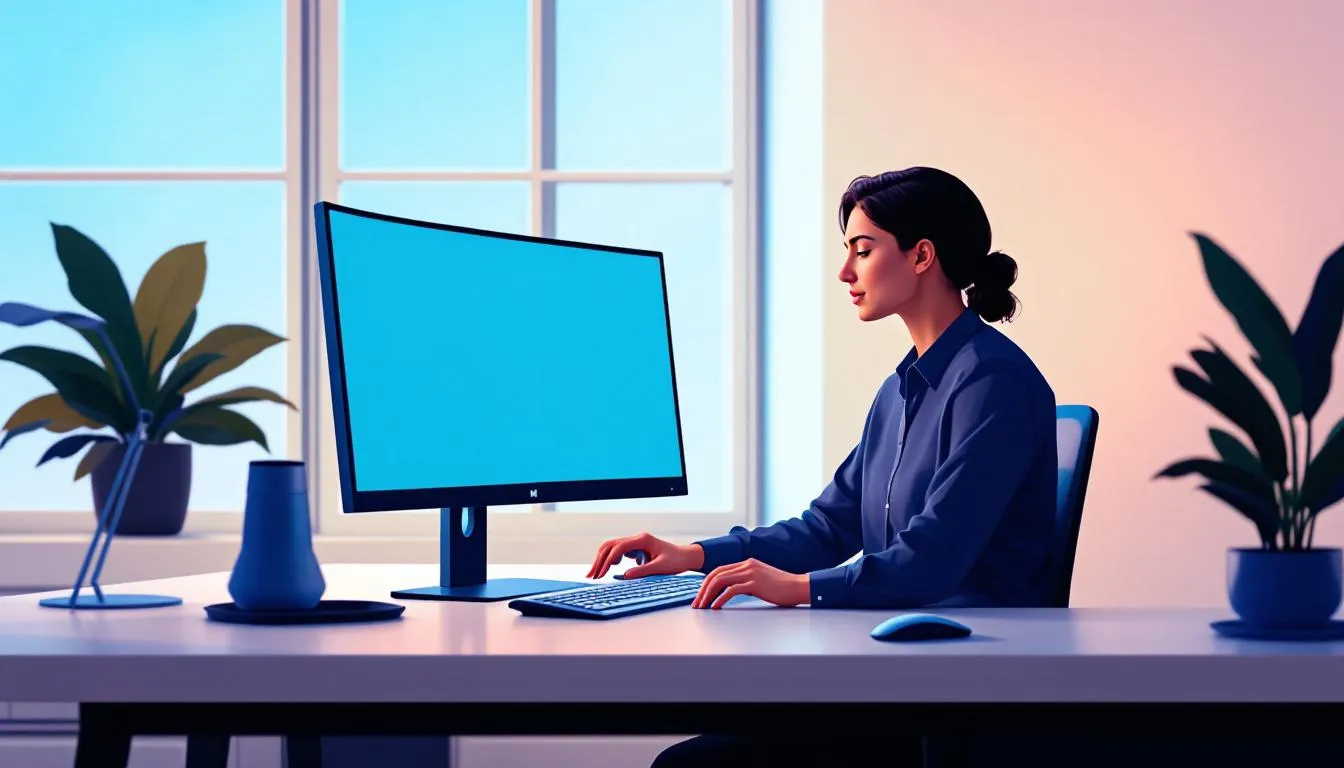 Un télétravailleur utilisant du matériel informatique en leasing.