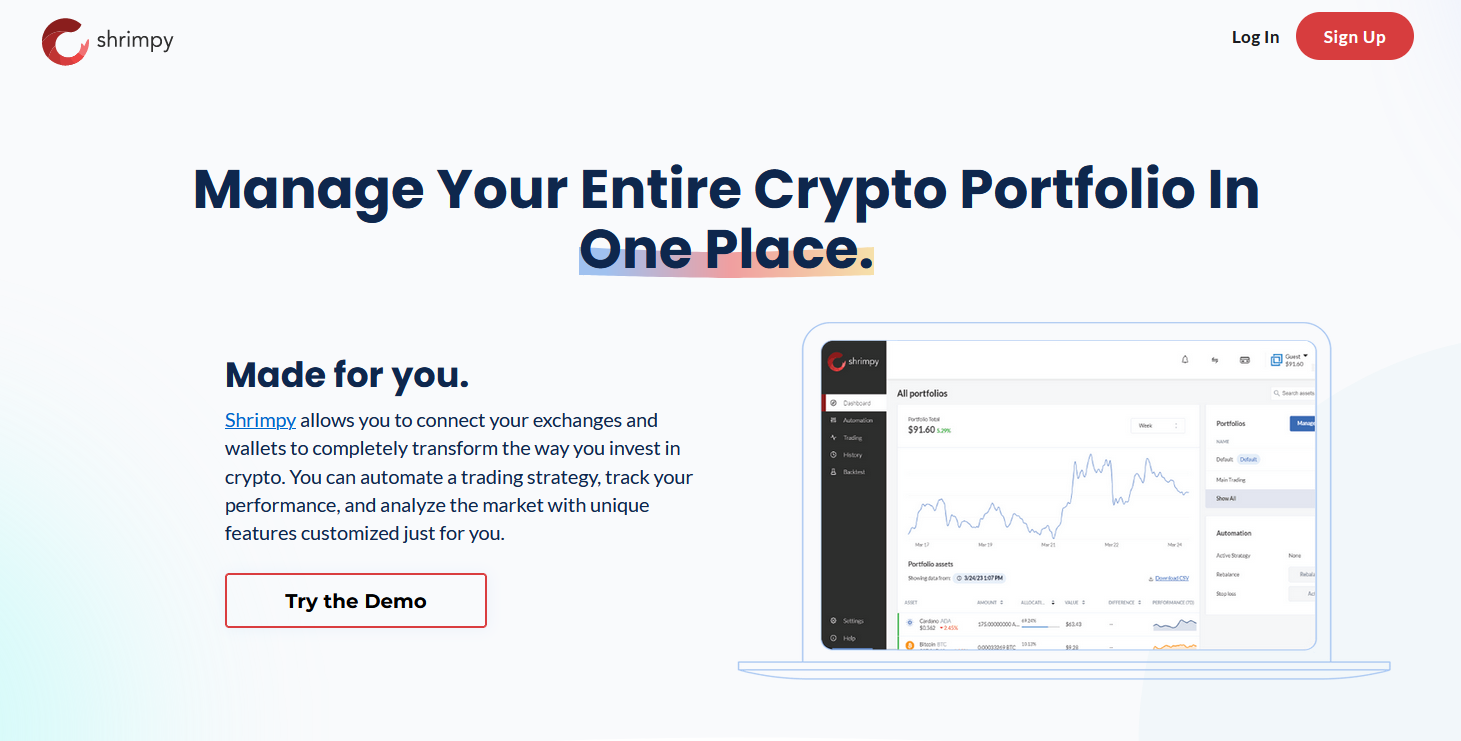 Visit the Shrimpy home page.