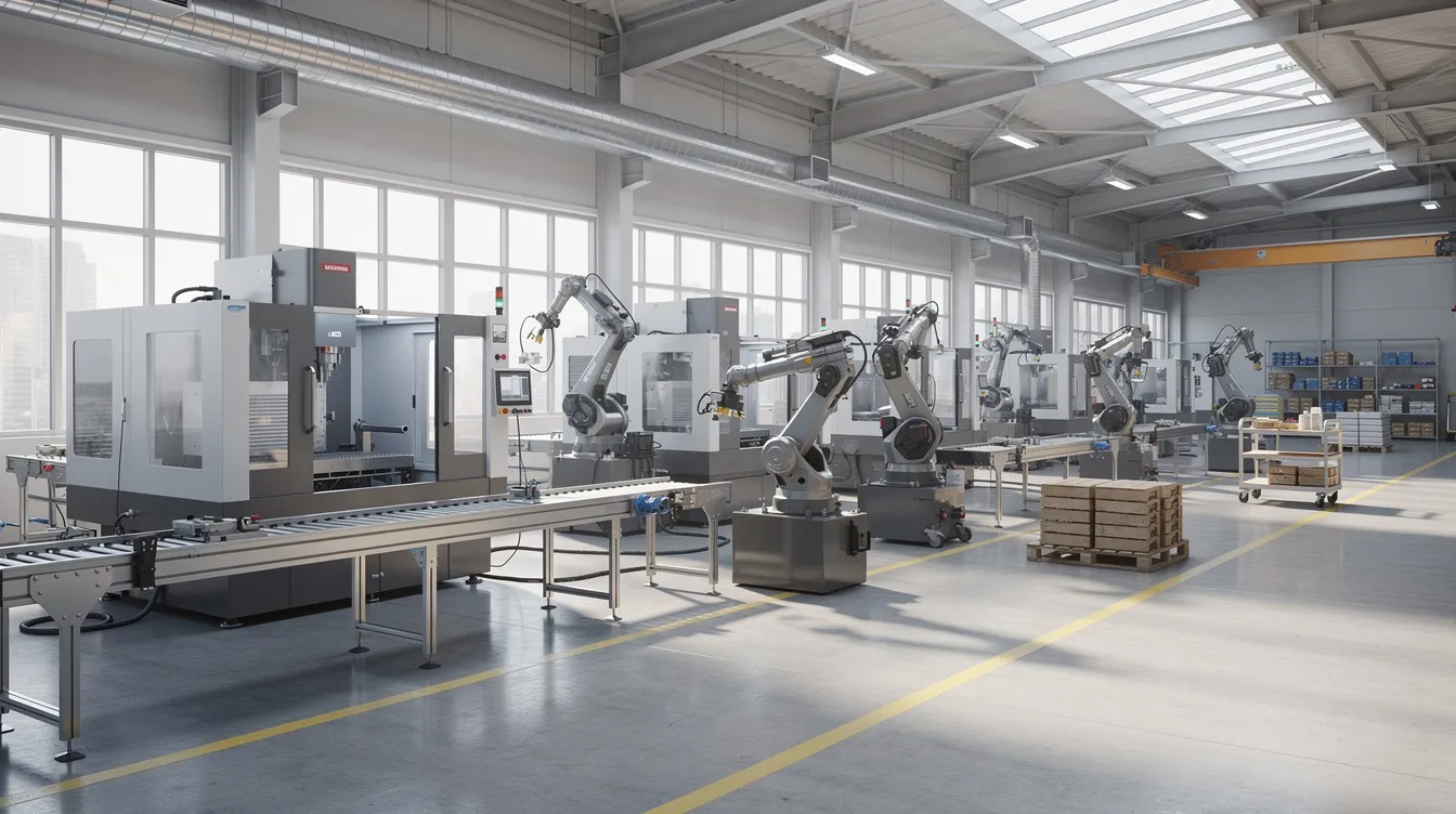 The image depicts a well-lit factory floor filled with various manufacturing equipment, showcasing a bustling environment where business income is generated. This setting highlights the importance of effective corporate tax planning and strategic tax planning for business owners to manage their tax obligations and optimize cash flow.