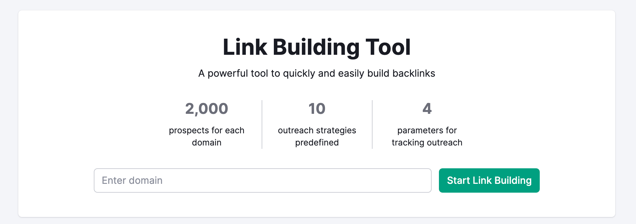 Semrush link building tool homepage