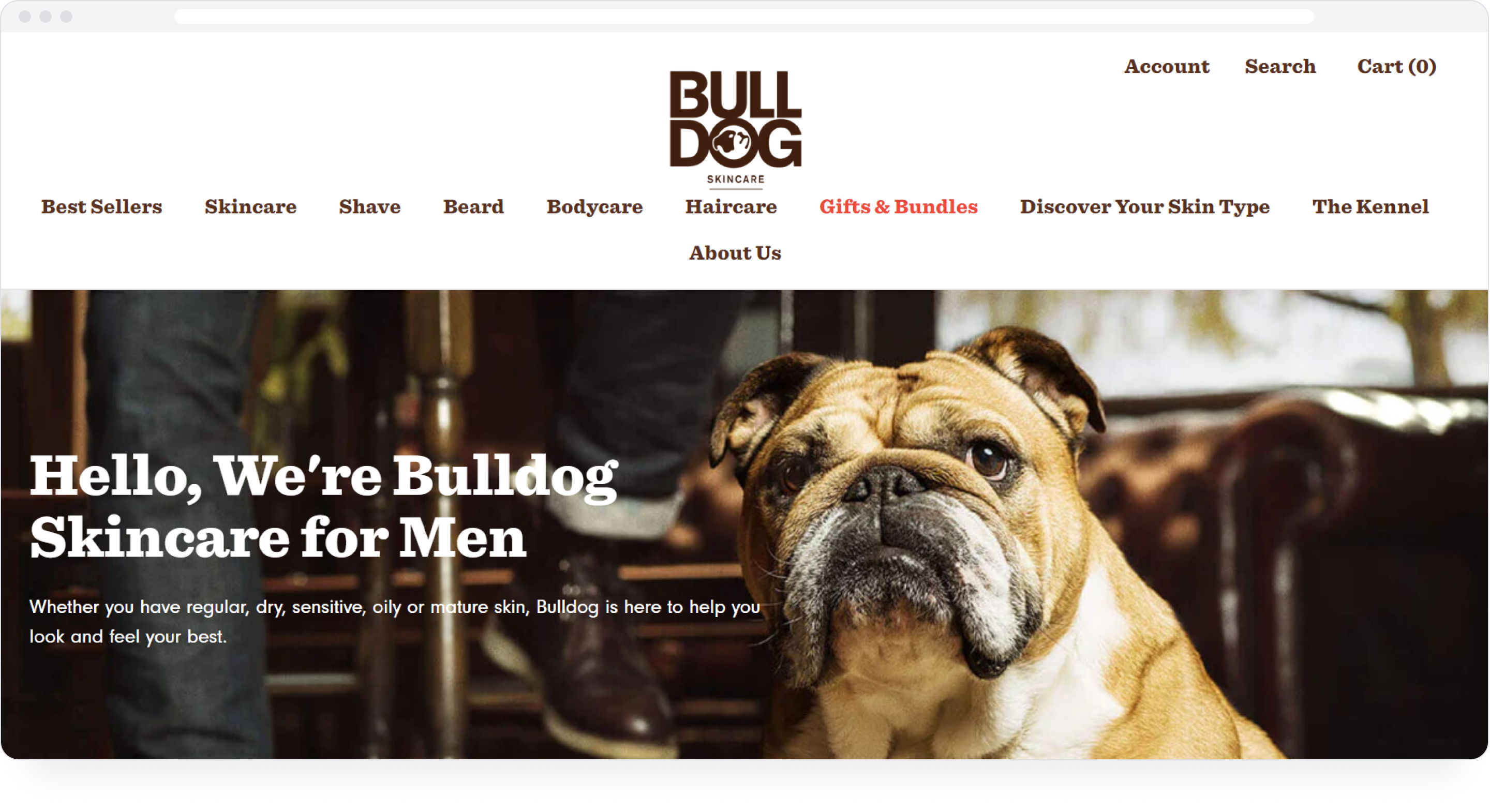 Bulldog Skincare's "About Me" section