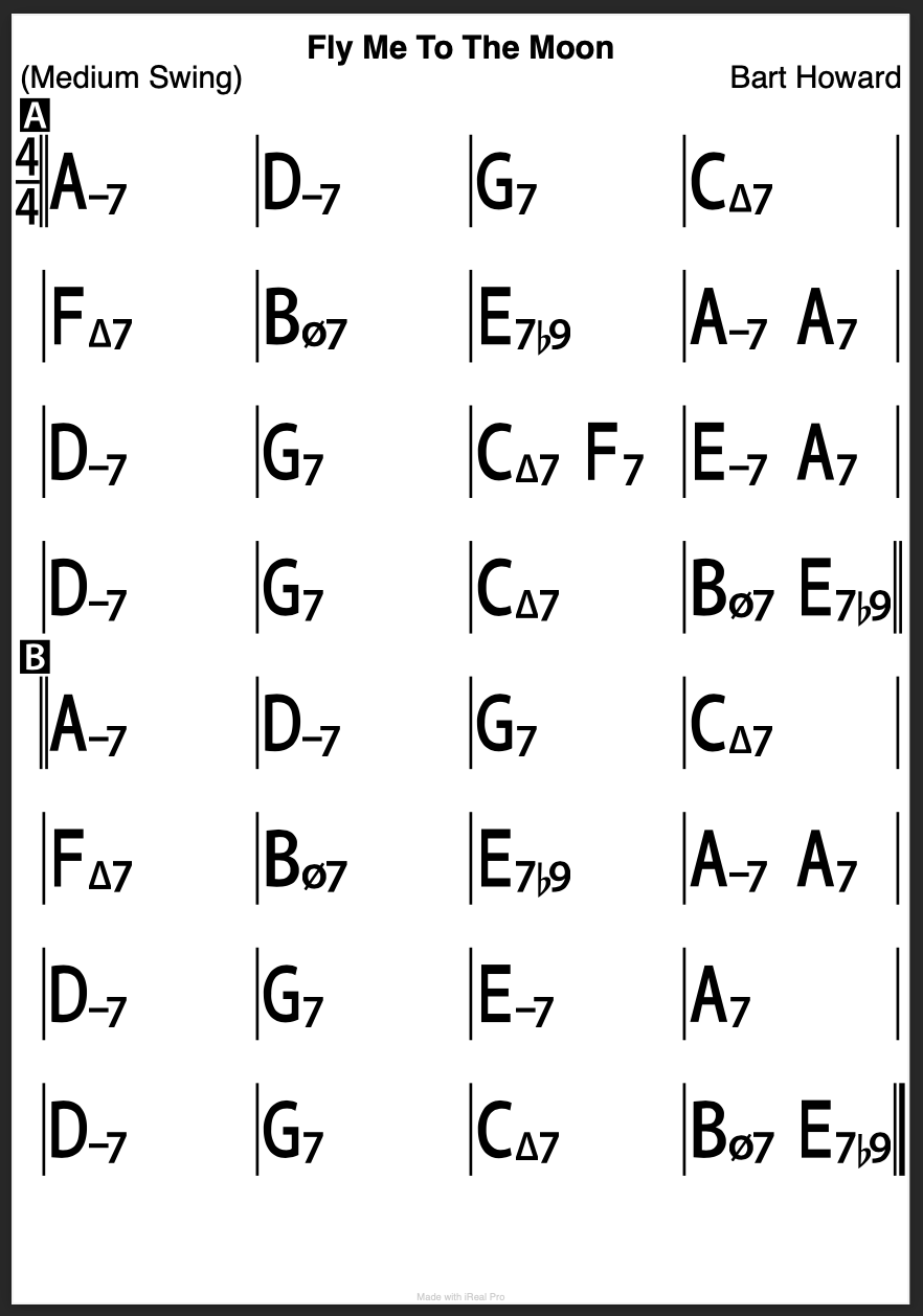 Chord Changes For Fly Me To The Moon