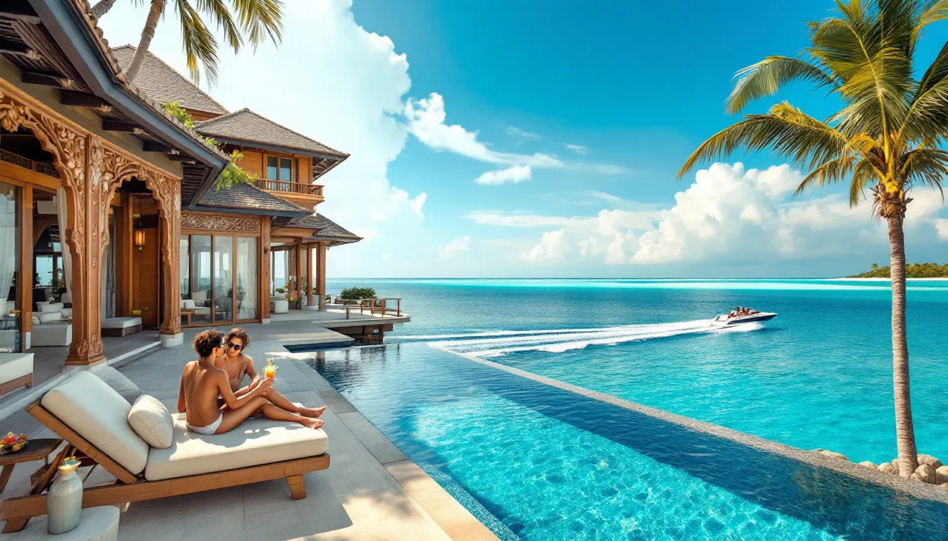 A luxurious travel destination showcasing beautiful landscapes and high-end accommodations, representing luxury travel.