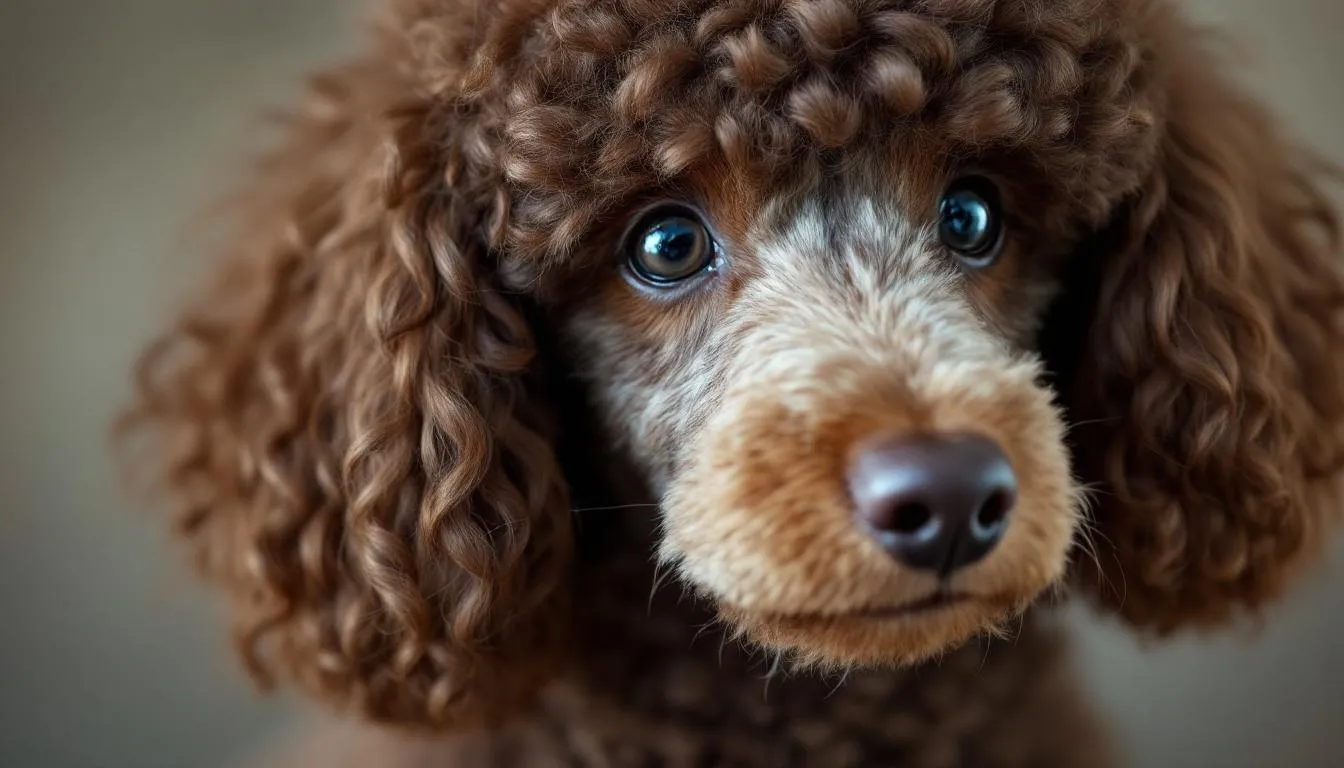A close-up view of a poodle