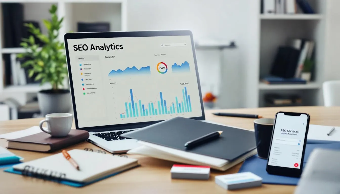 The image showcases a variety of SEO services offered by leading agencies, highlighting elements such as keyword research, on-page SEO, and link building strategies. It emphasizes the importance of a robust SEO strategy in improving search rankings and increasing organic traffic for businesses.