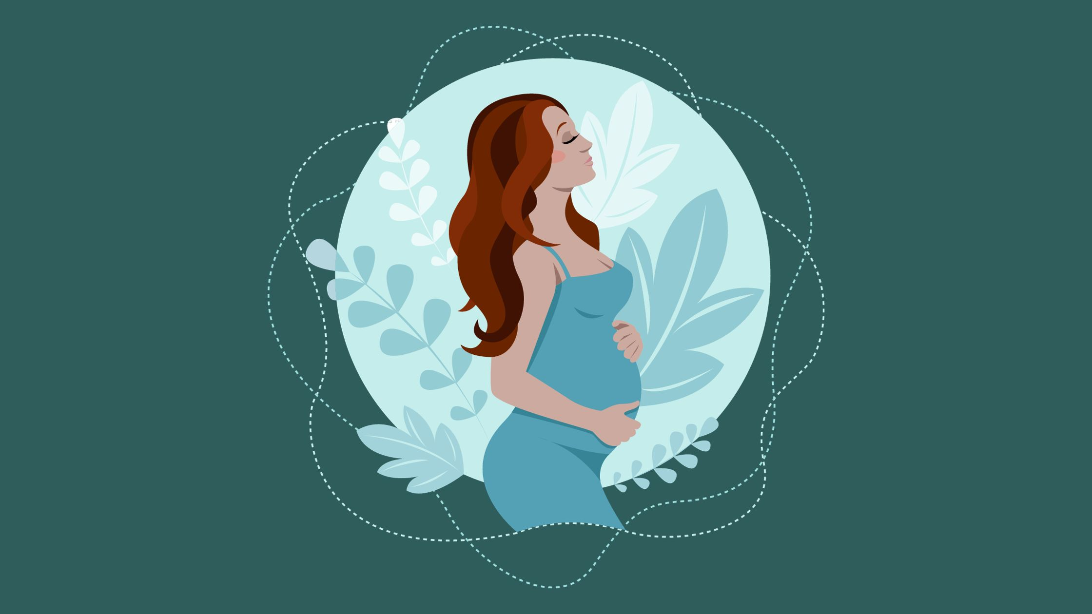 A woman experiencing early pregnancy symptoms such as fatigue, nausea, breast tenderness, and mood swings