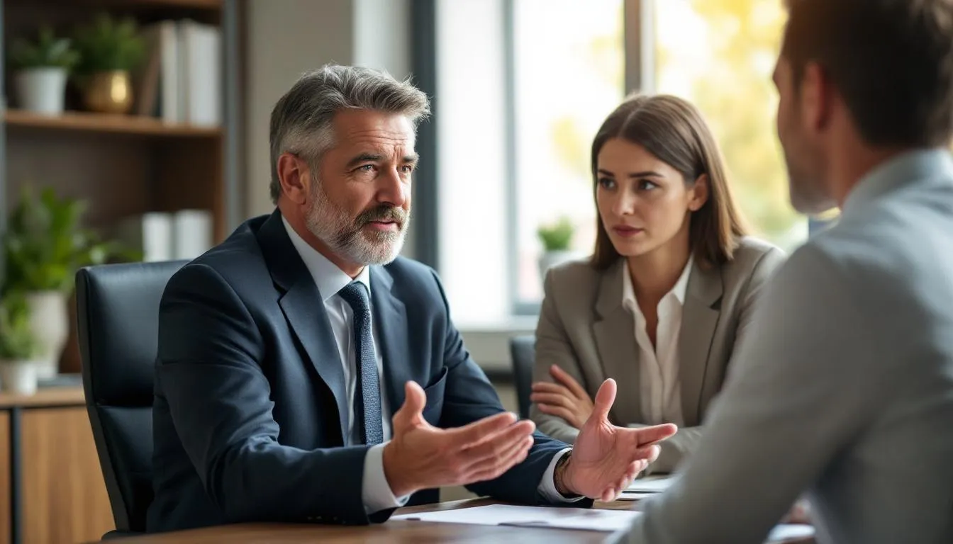A boulder auto accident attorney discussing legal options with a client.