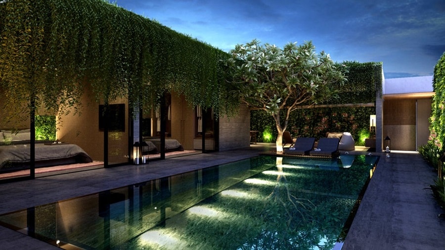 A professional outdoor audio setup showcasing various speakers and sound systems in a Malibu home.