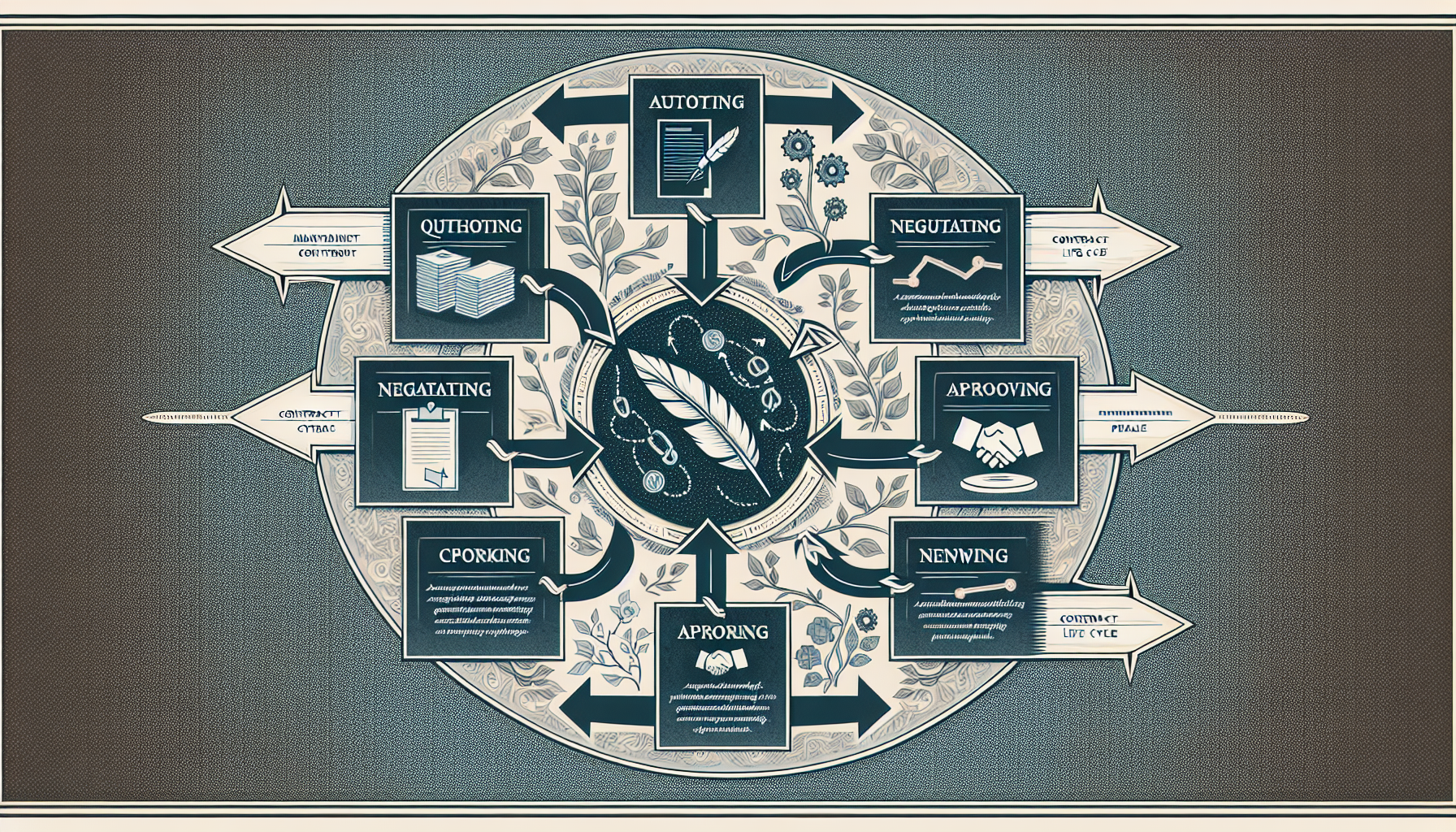 A diagram illustrating the contract life cycle management process.