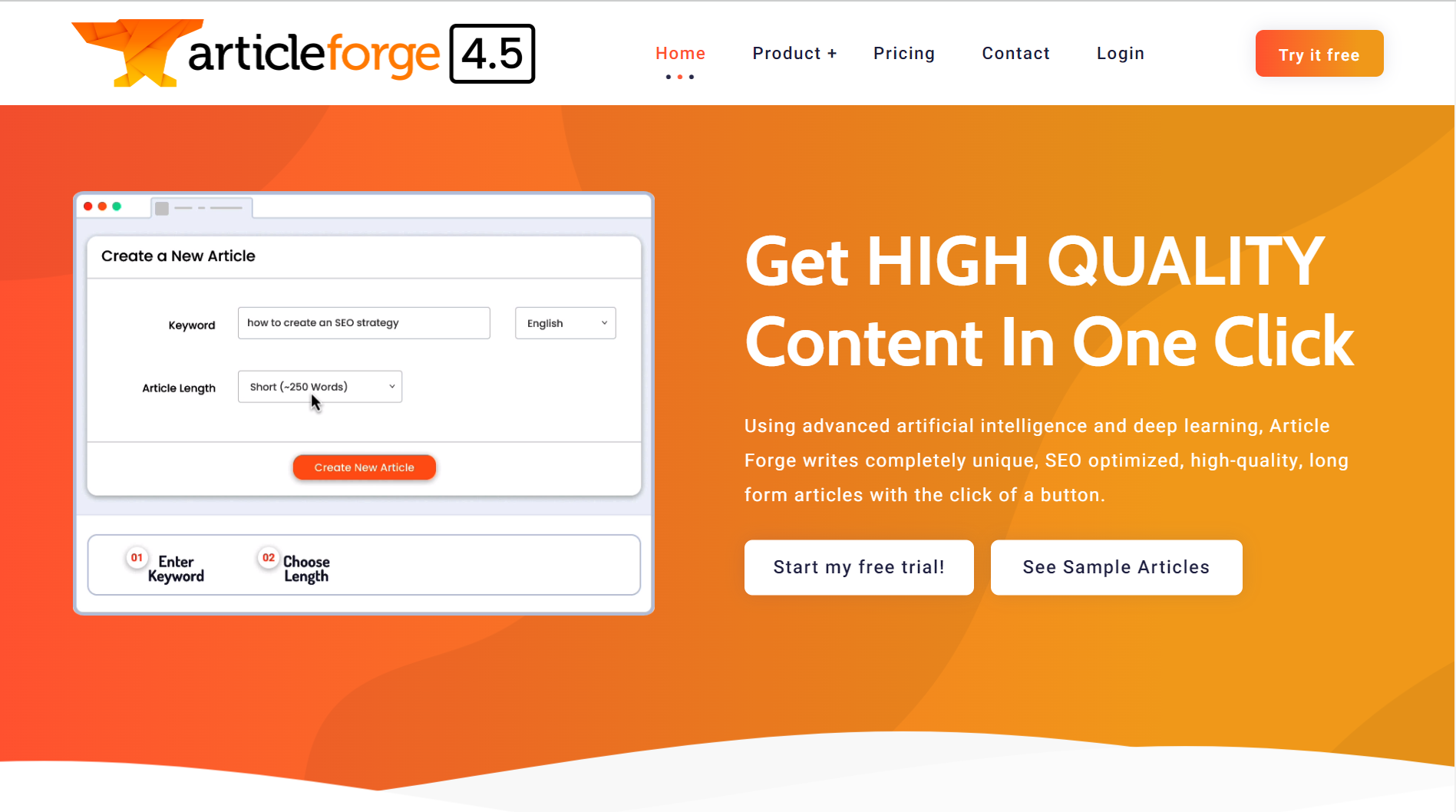 Articleforge home page 