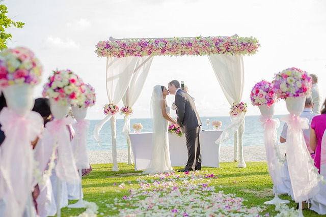flower achway, beach wedding, wedding