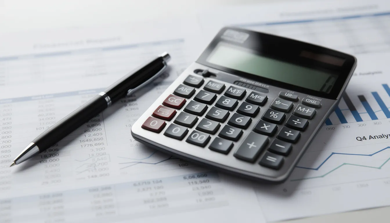 Payroll Compliance Mistakes: 10 Costly Errors (and How to Avoid Them) 1 The image features a calculator and a pen resting on top of various financial documents, highlighting the importance of accurate payroll processes and compliance with tax regulations to avoid costly payroll mistakes. This setup emphasizes the need for small business owners to manage payroll efficiently to mitigate compliance risks and ensure timely deposits.