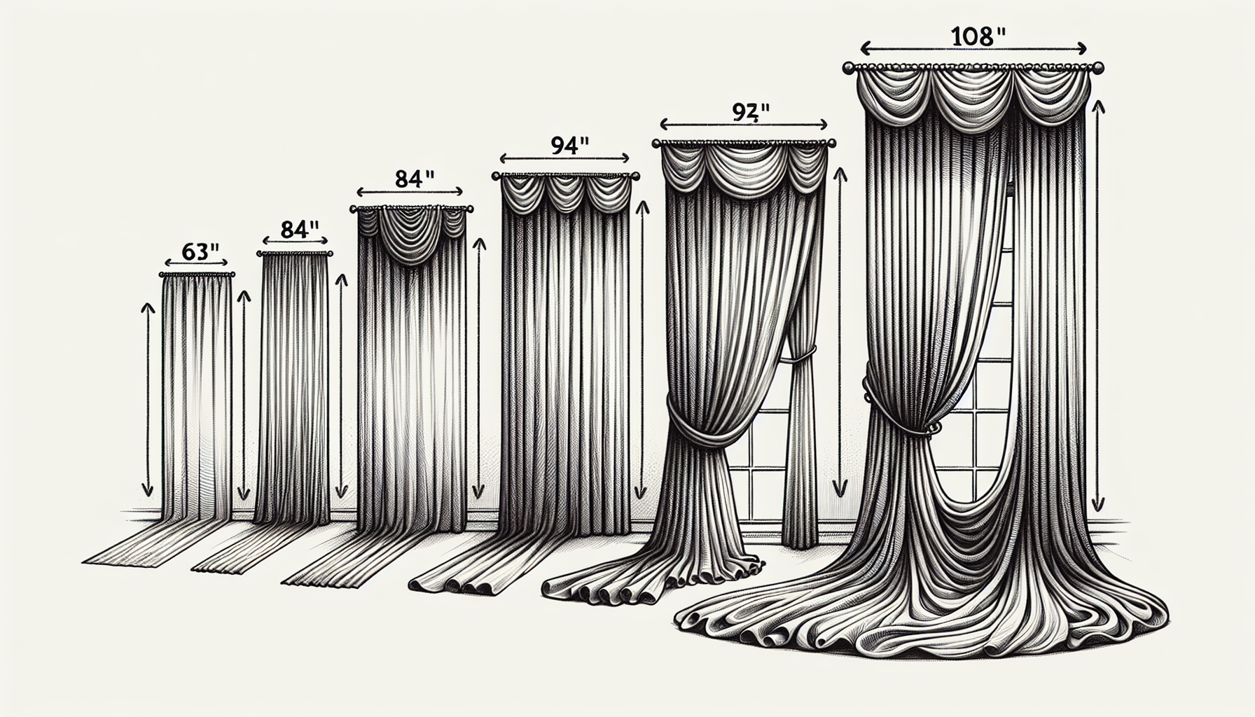 Illustration of different curtain lengths