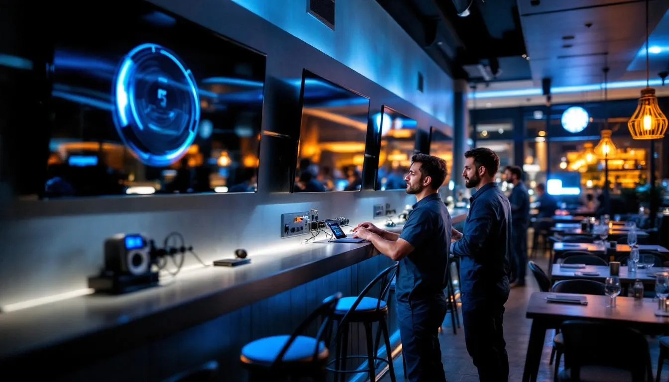Professional installation services for audio visual systems in a commercial setting.