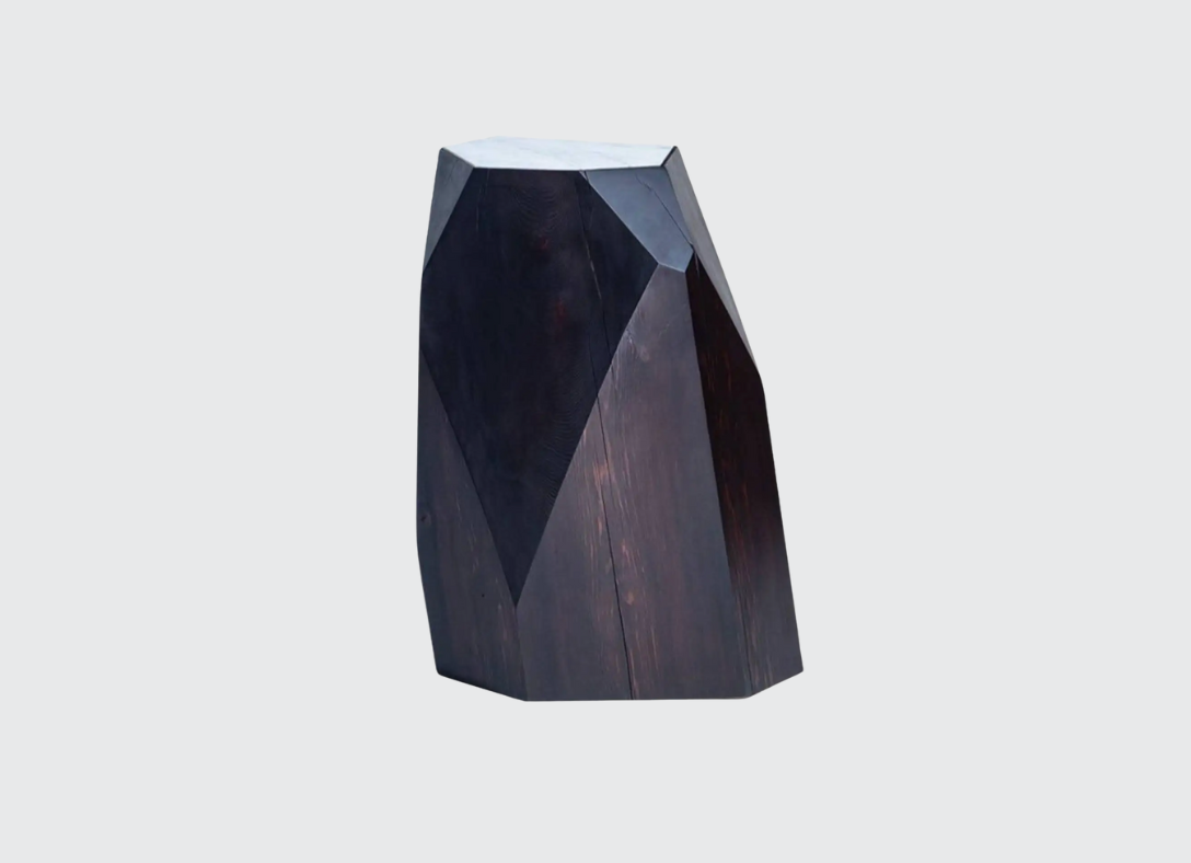 Stone Side Table in Carbon Dyed Cedar with Carrara Marble Top by Hinterland Design from 1stDibs