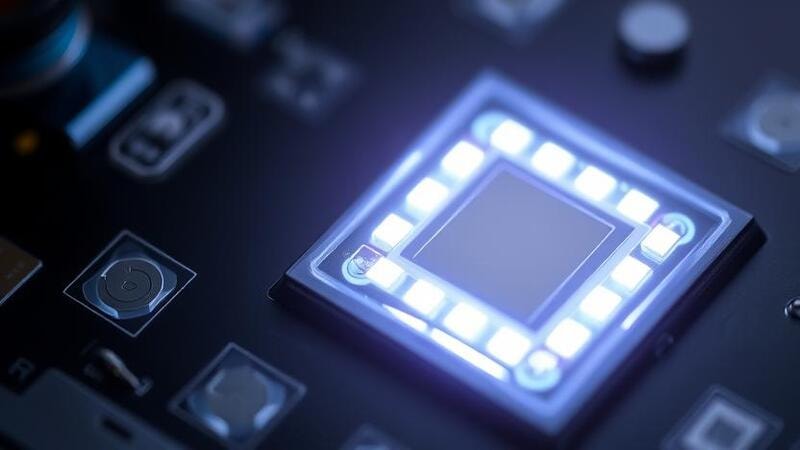 Close-up of V30 LED chip  emphasizing its larger, advanced chip for greater brightness.