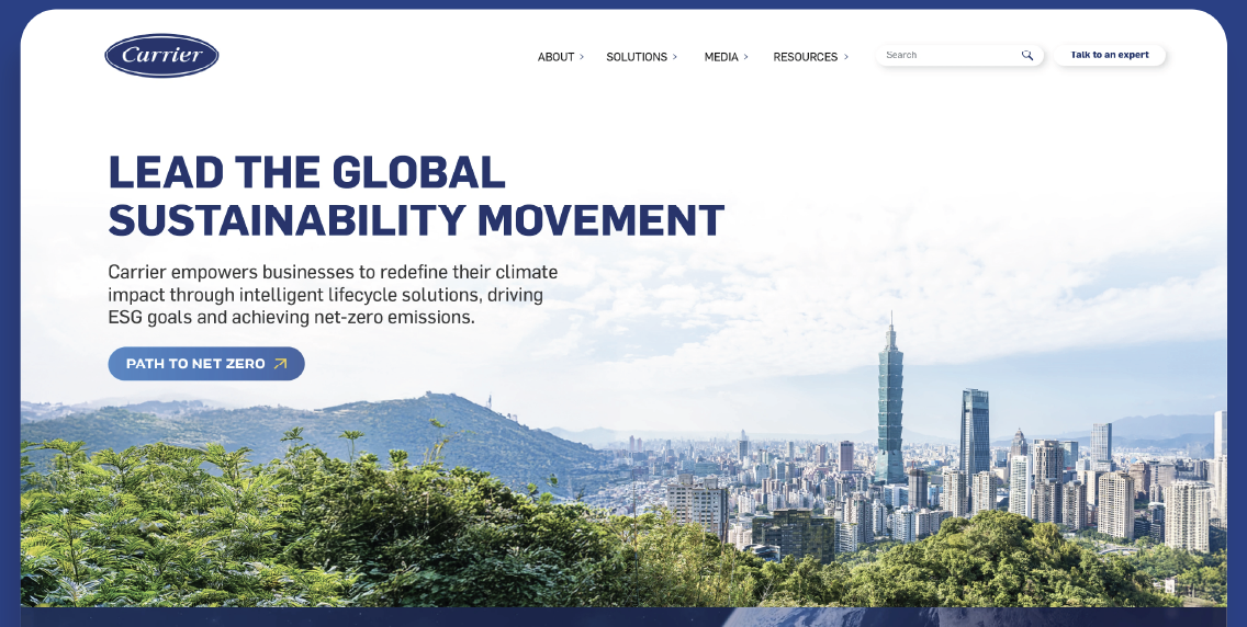 Carrier Sustainability Landing Page