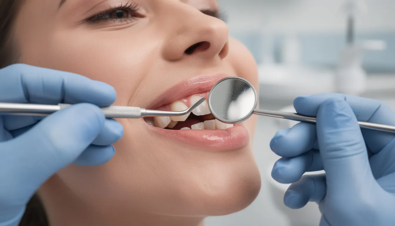 A dental professional is closely examining a patient’s healthy gums and teeth, highlighting the importance of regular dental checkups for maintaining excellent oral hygiene. This close-up emphasizes the role of cosmetic dentistry in achieving a beautiful smile and long-term oral health.