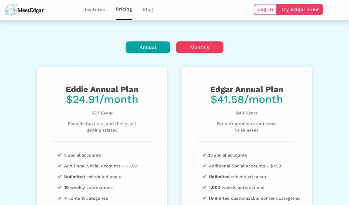 MeetEdgar Pricing