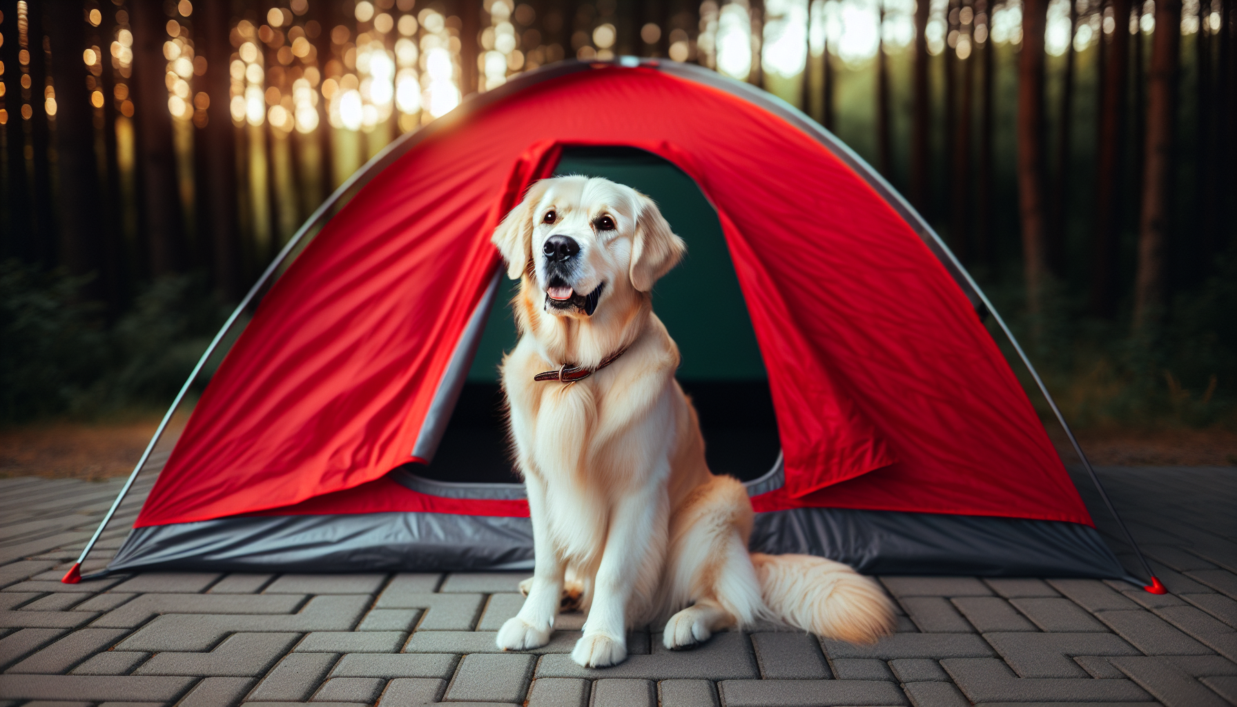 Dog practicing tent etiquette