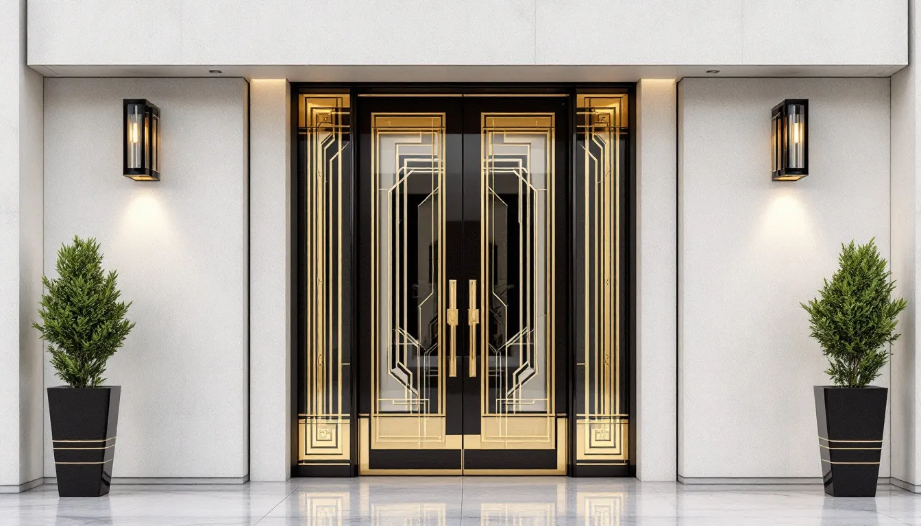 Art deco doors integrated into a modern home design, showcasing elegance and style.