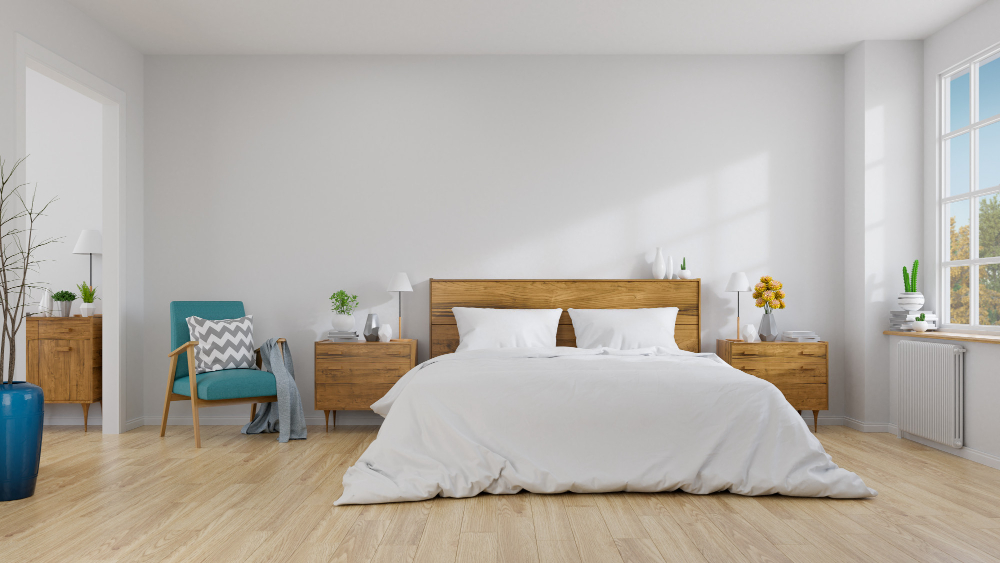décoration chambre minimaliste et mobilier bois