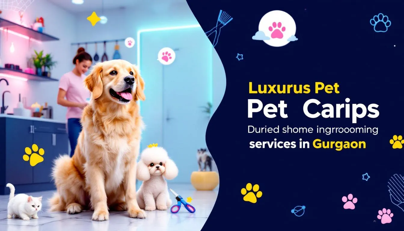 Luxurious pet grooming services in Gurgaon showcase pampered pets.