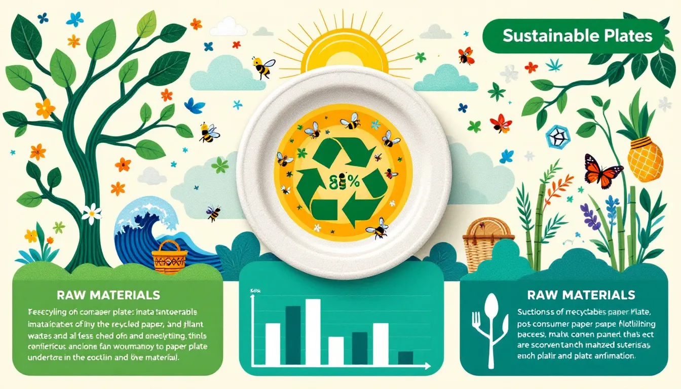 Sustainable practices in paper plate manufacturing highlighting eco-friendly materials.