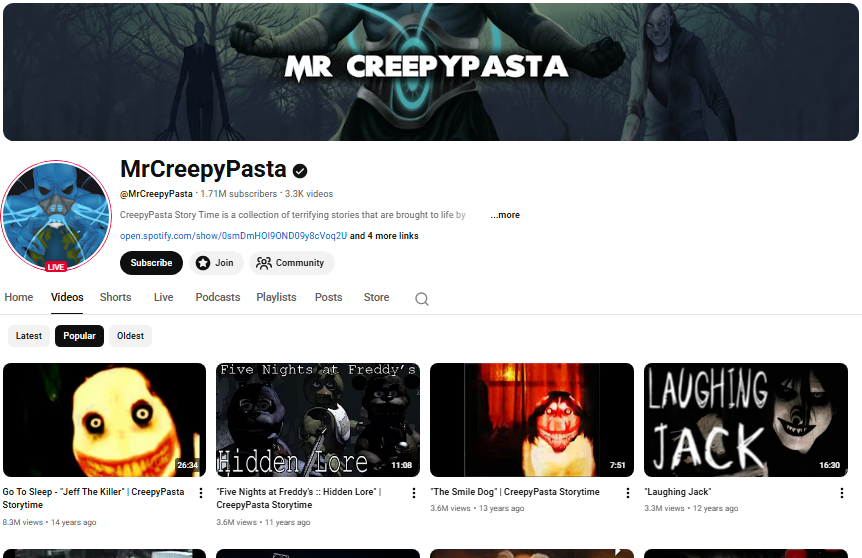 MrCreepyPasta YouTube channel.