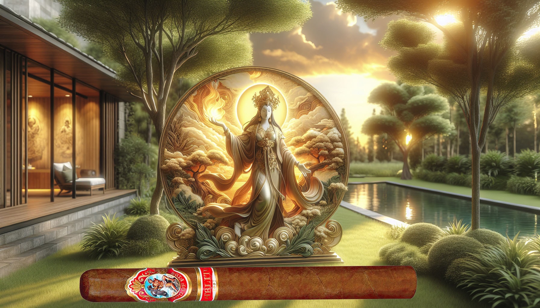 A visual representation of the God of Fire by Carlito Double Corona cigar for a long-lasting experience.