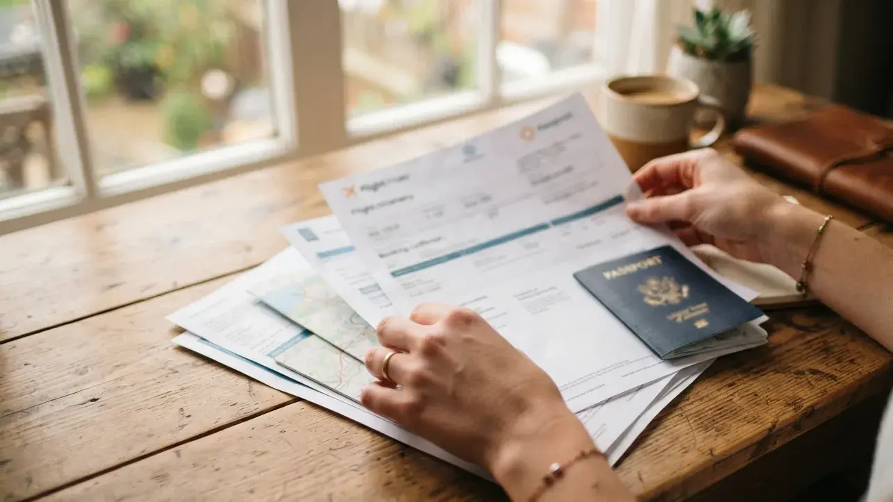 Formatted visa itinerary combining international and domestic flights