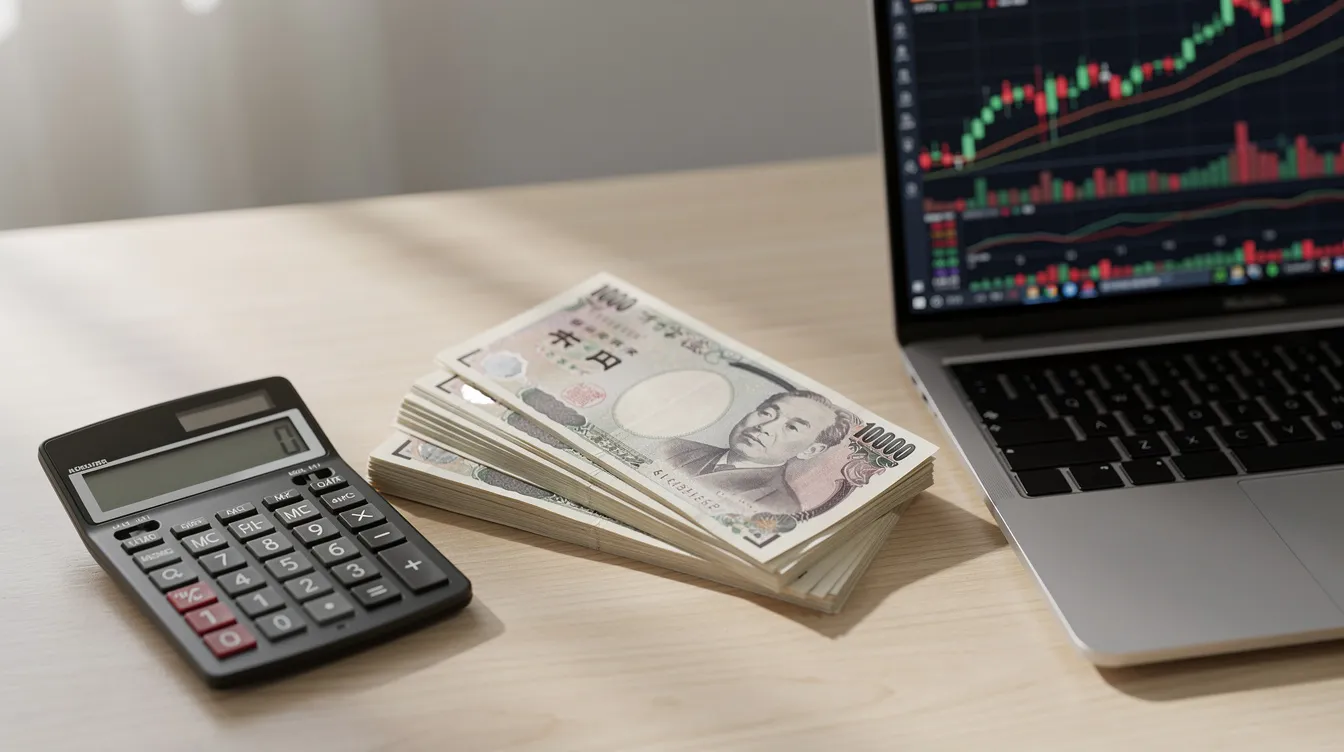 The image features a calculator placed beside Hong Kong dollar bills and a laptop displaying financial charts, symbolizing the analysis of financial data and loan options. This setup reflects the intersection of financial technology and personal finance management in Hong Kong.