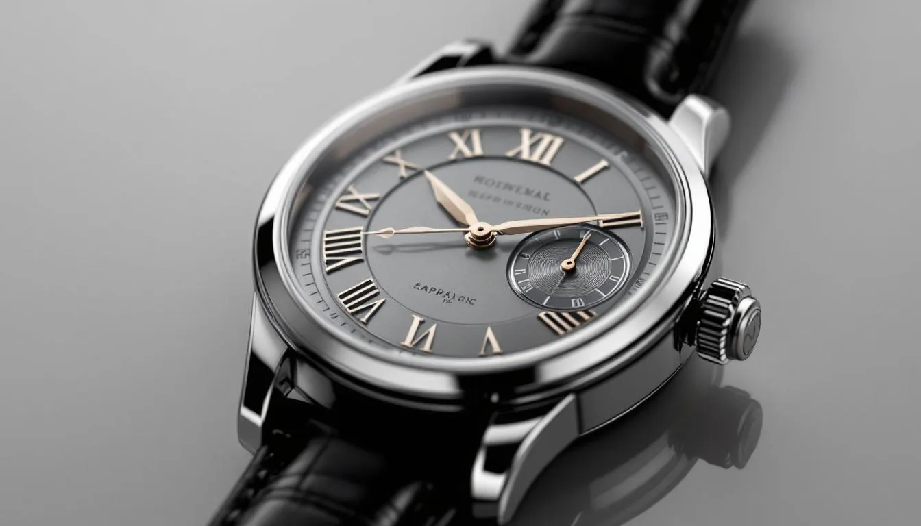 A close-up of a men's watch showcasing unique features and intricate details.