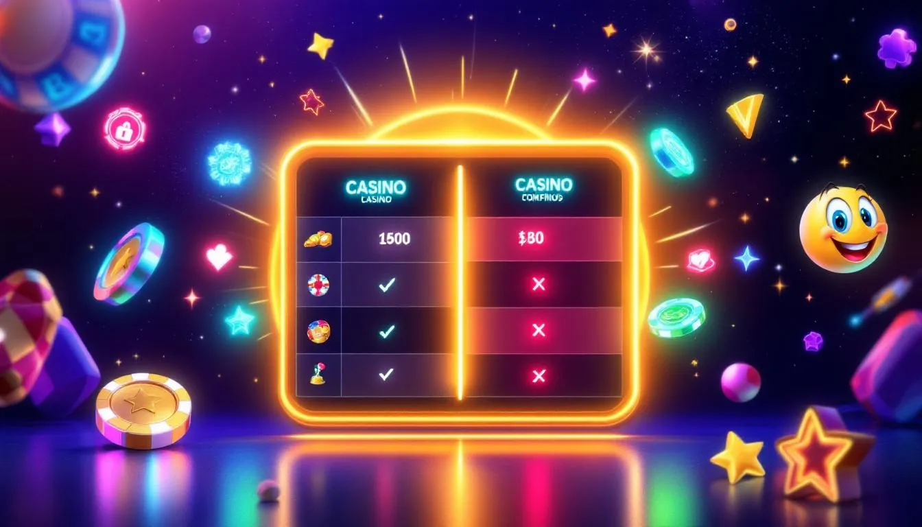 A comparison chart of top-rated online casinos offering $25 no deposit bonuses.