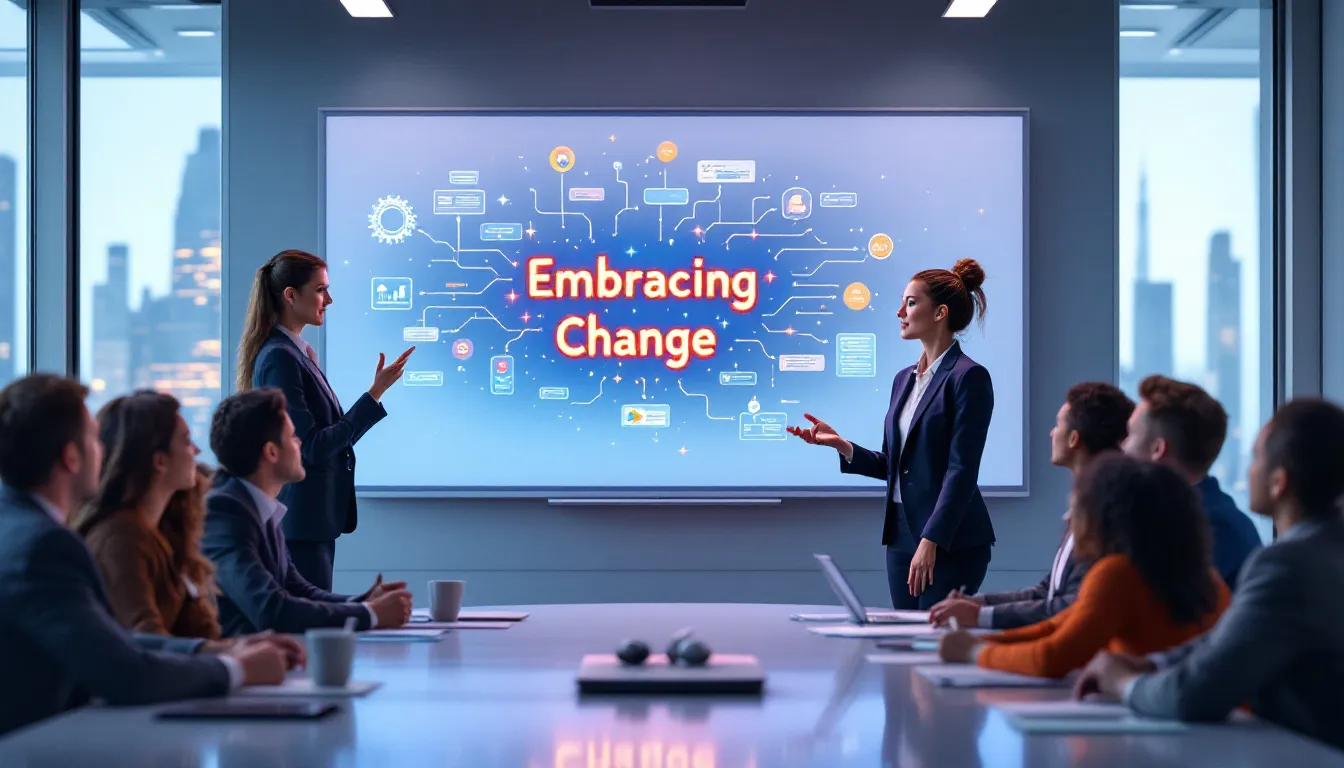 Embedding change into organizational culture through teamwork.