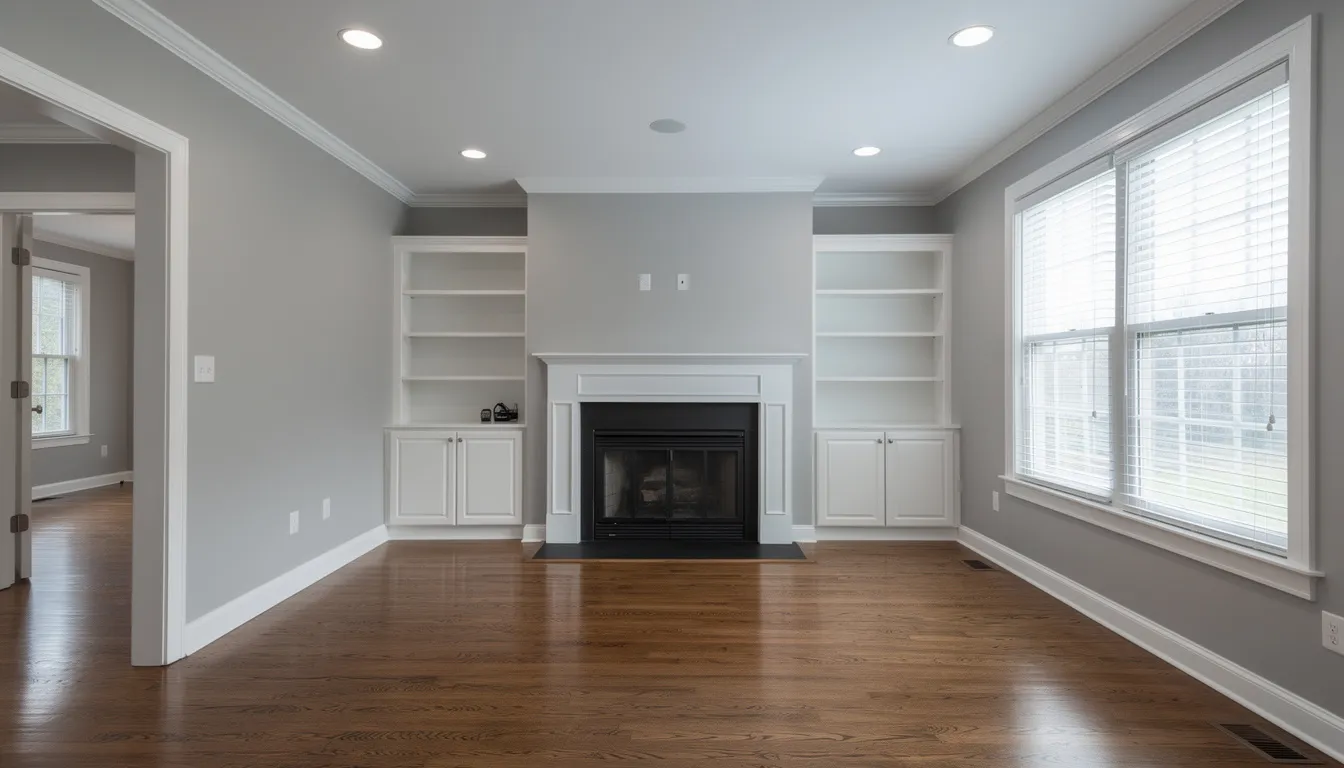 The image shows a clean, empty living room in a Connecticut home, perfectly staged for real estate photos, highlighting the spaciousness of the area. This well-prepared property is ready for sale, showcasing the effectiveness of professional foreclosure cleanout services that ensure all unwanted junk and furniture have been removed efficiently.