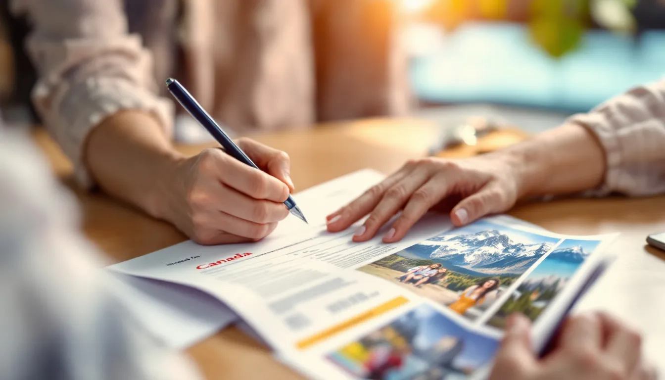 Une personne remplissant une demande de visa de visiteur pour le Canada.