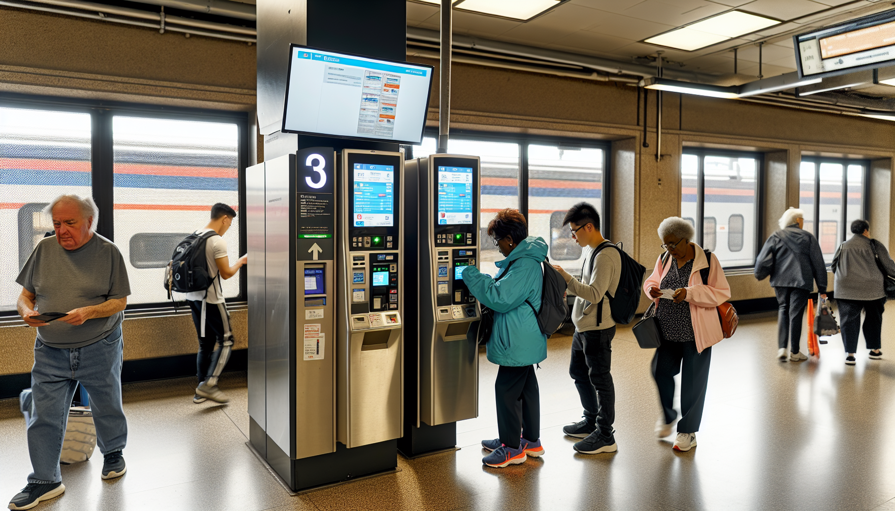 Train ticket vending machines at Newark Airport station