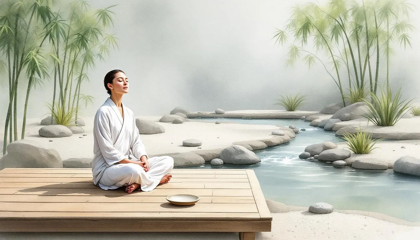 A serene depiction of guided meditations for anxiety reduction.