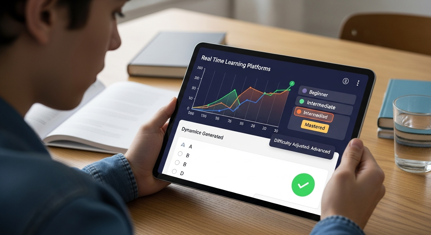 Adaptive learning platform adjusting difficulty levels based on student performance in real time