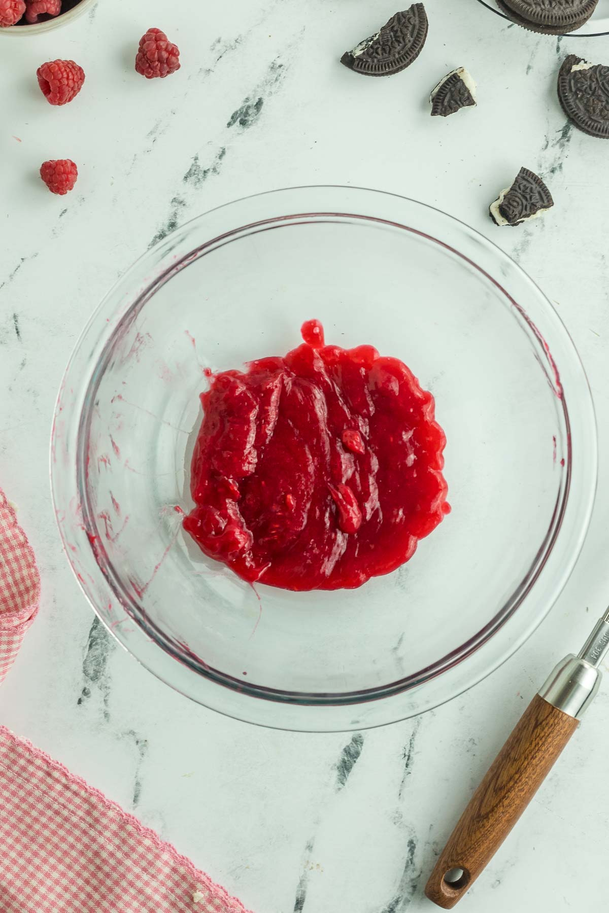 raspberry sauce in bowl