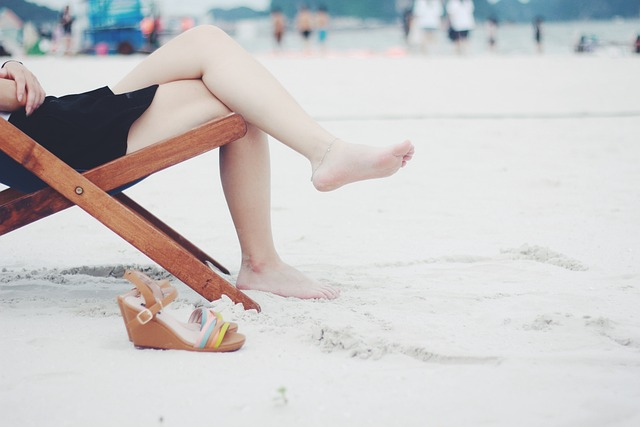 woman, beach, beach chair