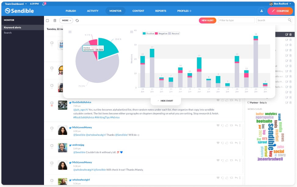 Sendible - one of the best social media audit tools 
